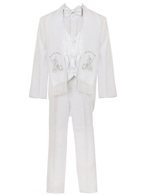 Rain Kids Little Boys White Guardian Angel Embroidery Baptism Tuxedo Suit 2T-7 - SophiasStyle.com